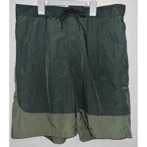 Cherokee Swim Trunks Men Sz XL Mesh Lined Army Green Drawstring